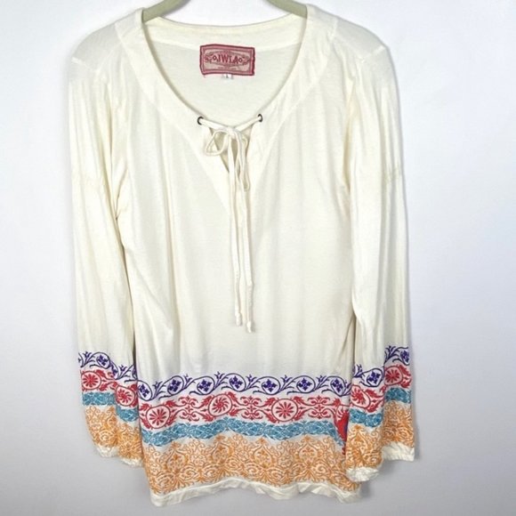 Johnny‎ Was Long Sleeve Tie Neck Embroidered Top Size Large Floral JWLA Bohemian - Picture 8 of 8